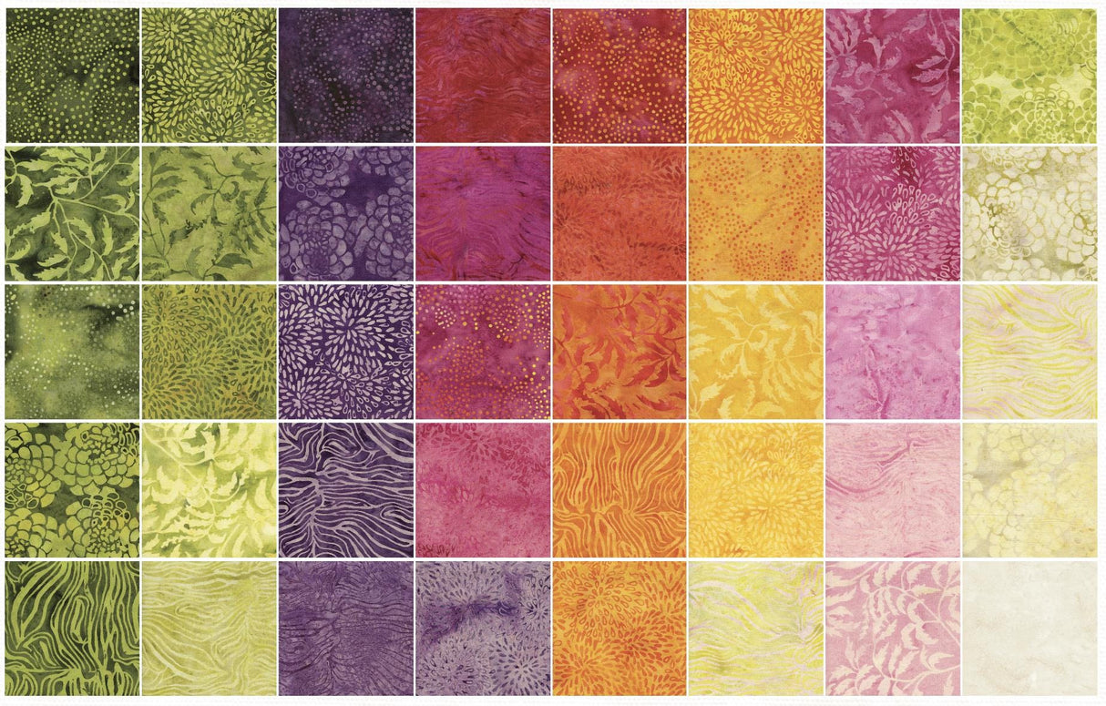 Layer Cake Full Bloom Batik 10" Squares 42 Pieces Island Batik