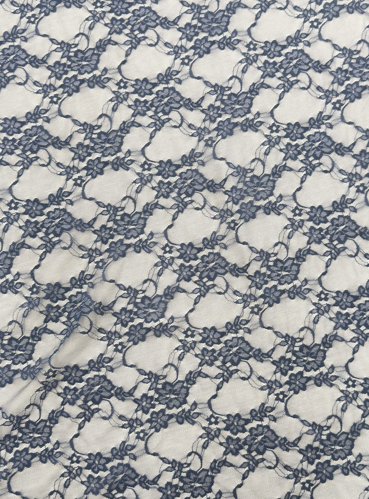 Slate Blue Stretch Lace Nylon Spandex Fabric - Shimmery Floral Sheer, 58/60" Width (1 Yard)