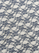 Slate Blue Stretch Lace Nylon Spandex Fabric - Shimmery Floral Sheer, 58/60" Width (1 Yard)