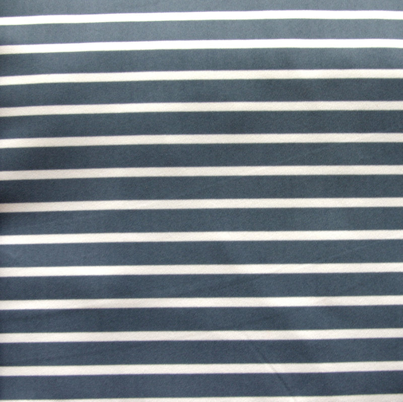 Swim Knit Nylon Lycra Slate Grey and White Stripe