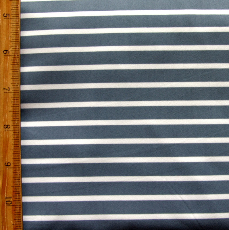 Swim Knit Nylon Lycra Slate Grey and White Stripe