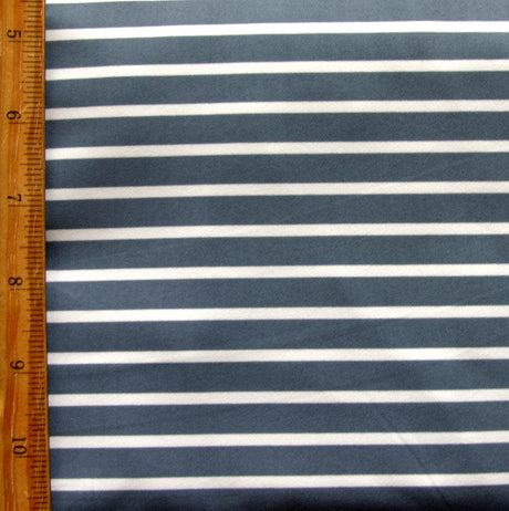 Swim Knit Nylon Lycra Slate Grey and White Stripe