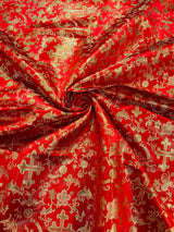 Small Cross Metallic Jacquard Satin Fabric - Beige/Gold, Green/Gold, Red/Gold, Turquoise/Gold, Gold/Gold, 58" Width (1 Yard)