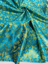Small Cross Metallic Jacquard Satin Fabric - Beige/Gold, Green/Gold, Red/Gold, Turquoise/Gold, Gold/Gold, 58" Width (1 Yard)