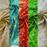 Small Cross Metallic Jacquard Satin Fabric - Beige/Gold, Green/Gold, Red/Gold, Turquoise/Gold, Gold/Gold, 58" Width (1 Yard)
