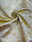 Small Cross Metallic Jacquard Satin Fabric - Beige/Gold, Green/Gold, Red/Gold, Turquoise/Gold, Gold/Gold, 58" Width (1 Yard)