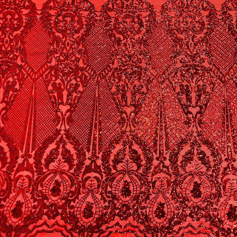 Small Damask Pattern Sequin Fabric - Damask Sequins, 54" Width (1 Yard)