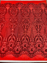 Small Damask Pattern Sequin Fabric - Damask Sequins, 54" Width (1 Yard)