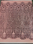 Small Damask Pattern Sequin Fabric - Damask Sequins, 54" Width (1 Yard)