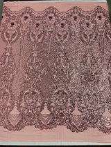 Small Damask Pattern Sequin Fabric - Damask Sequins, 54" Width (1 Yard)