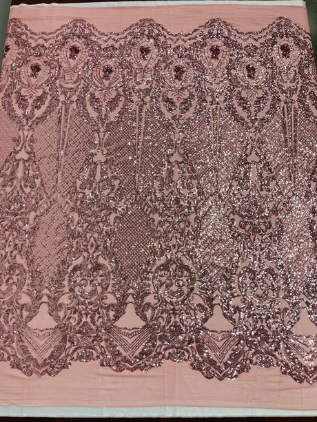 Small Damask Pattern Sequin Fabric - Damask Sequins, 54" Width (1 Yard)