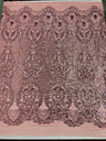Small Damask Pattern Sequin Fabric - Damask Sequins, 54" Width (1 Yard)