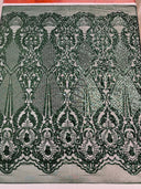 Small Damask Pattern Sequin Fabric - Damask Sequins, 54" Width (1 Yard)