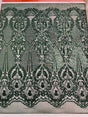 Small Damask Pattern Sequin Fabric - Damask Sequins, 54" Width (1 Yard)