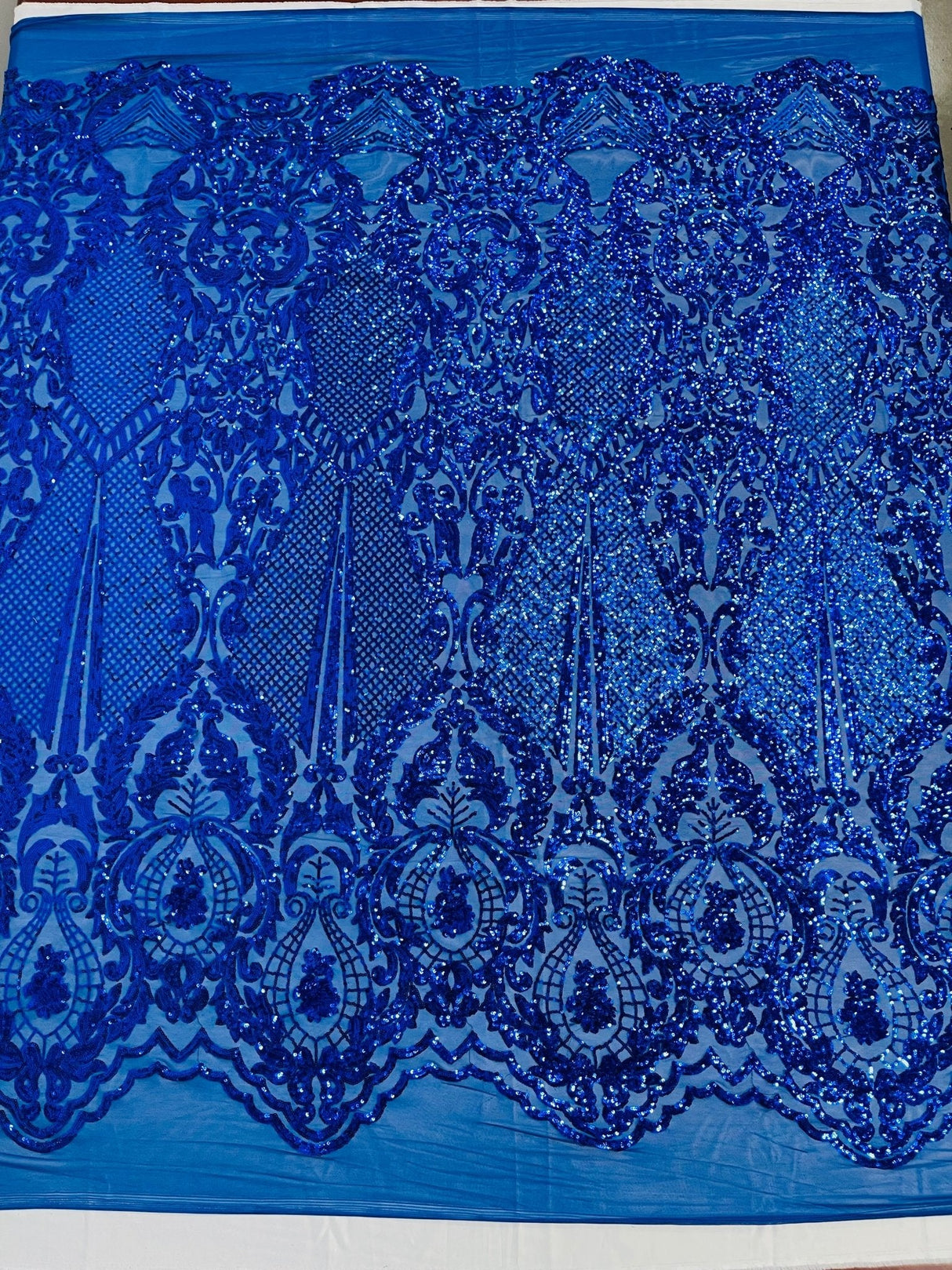 Small Damask Pattern Sequin Fabric - Damask Sequins, 54" Width (1 Yard)