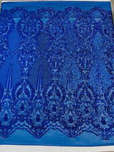 Small Damask Pattern Sequin Fabric - Damask Sequins, 54" Width (1 Yard)