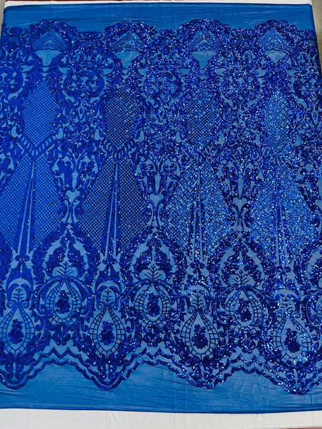 Small Damask Pattern Sequin Fabric - Damask Sequins, 54" Width (1 Yard)