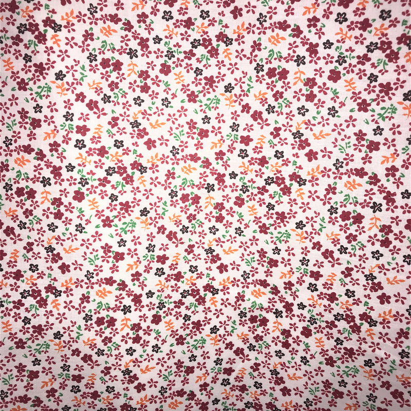 Small Daisies Red Polyester Cotton Broadcloth Fabric - Red Daisy Print, 59/60" Width (1 Yard)