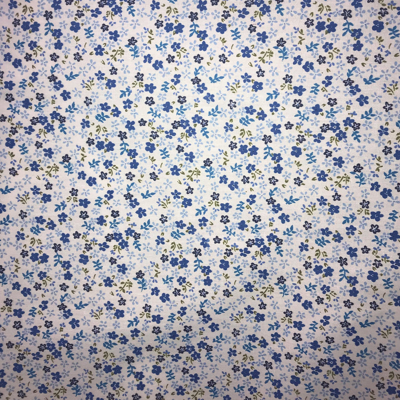 Small Daisies Royal Polyester Cotton Fabric - Royal Blue Floral Print, 59/60" Width (1 Yard)