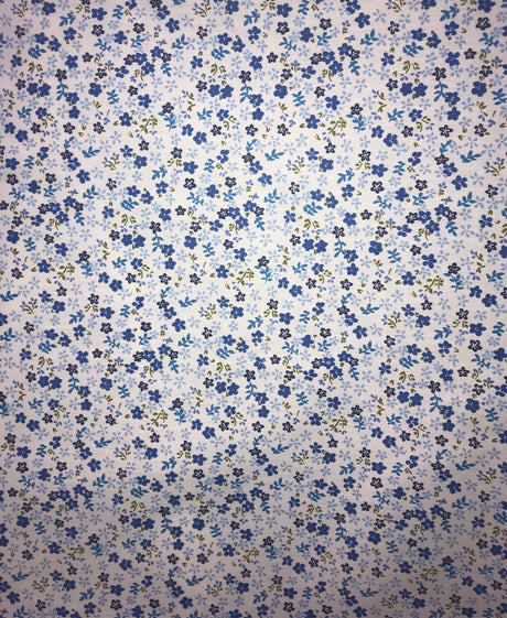 Small Daisies Royal Polyester Cotton Fabric - Royal Blue Floral Print, 59/60" Width (1 Yard)