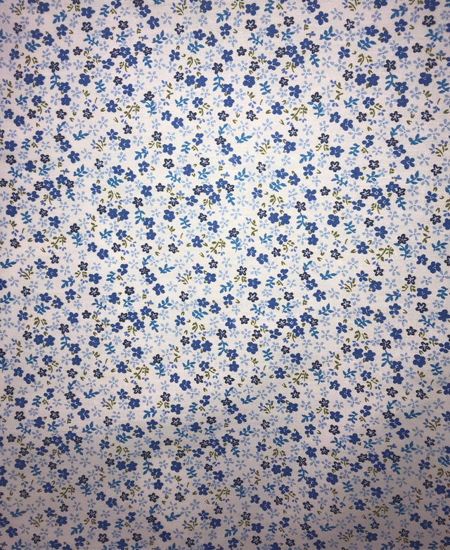 Small Daisies Royal Polyester Cotton Fabric - Royal Blue Floral Print, 59/60" Width (1 Yard)