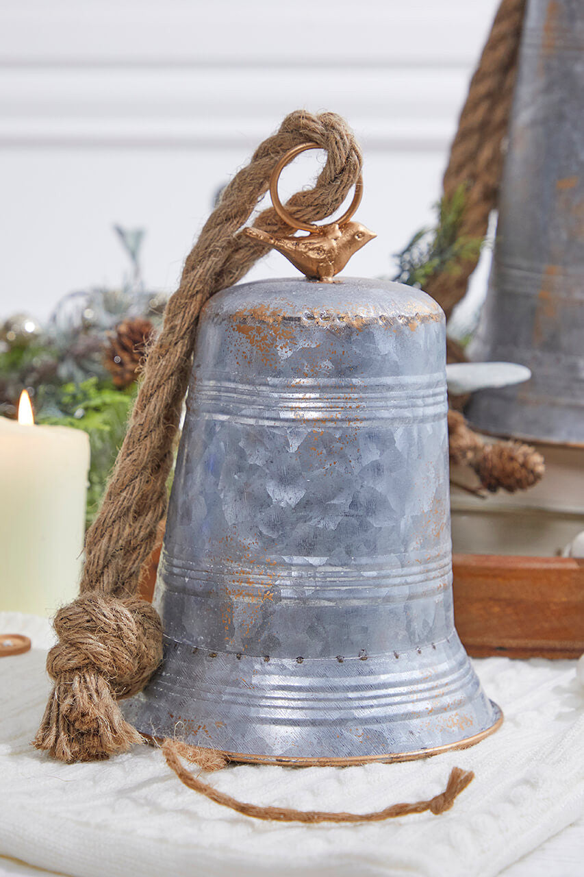 8.5 Inch Metal Bell with Bird Ornament