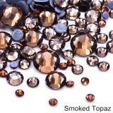 Small Bag Glue On Rhinestones Flat Back Rhinestone - Smoked Topaz, 2MM To 6MM (1 Bag)