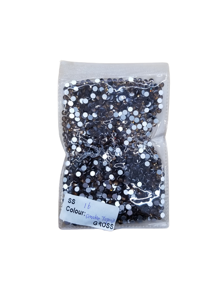 Small Bag Glue On Rhinestones Flat Back Rhinestone - Smoked Topaz, 2MM To 6MM (1 Bag)