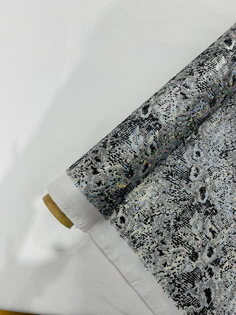 Snake Design Shattered Glass Nylon Spandex Fabric - Snake Design Shattered Glass, 4-Way Stretch, Medium Weight (1 Yard)
