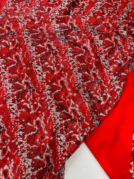 Snake Design Shattered Glass Nylon Spandex Fabric - Snake Design Shattered Glass, 4-Way Stretch, Medium Weight (1 Yard)