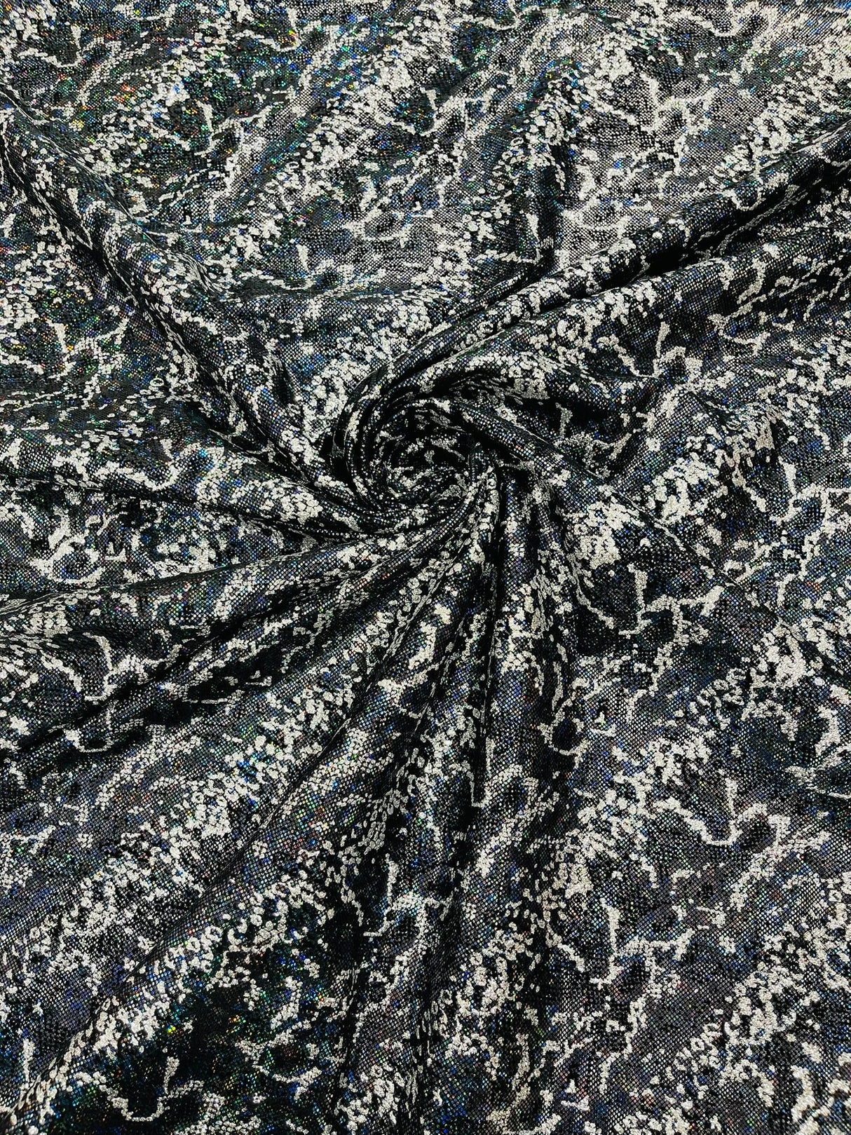 Snake Design Shattered Glass Nylon Spandex Fabric - Snake Design Shattered Glass, 4-Way Stretch, Medium Weight (1 Yard)