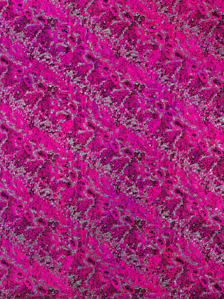 Snake Design Shattered Glass Nylon Spandex Fabric - Snake Design Shattered Glass, 4-Way Stretch, Medium Weight (1 Yard)