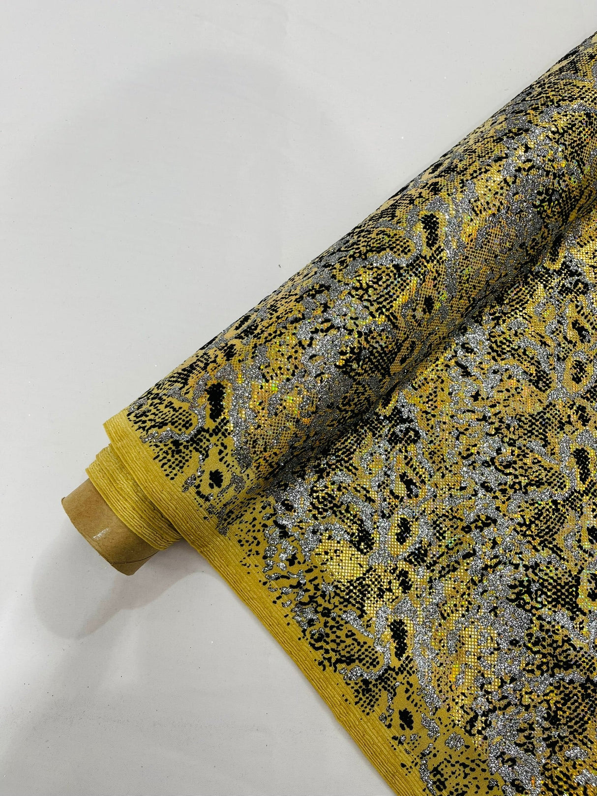 Snake Design Shattered Glass Nylon Spandex Fabric - Snake Design Shattered Glass, 4-Way Stretch, Medium Weight (1 Yard)
