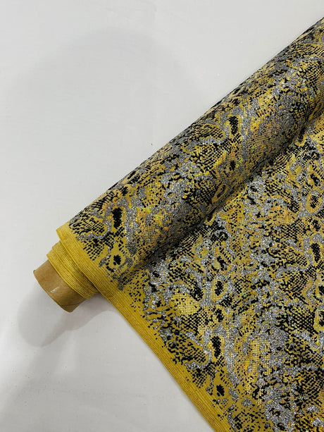 Snake Design Shattered Glass Nylon Spandex Fabric - Snake Design Shattered Glass, 4-Way Stretch, Medium Weight (1 Yard)