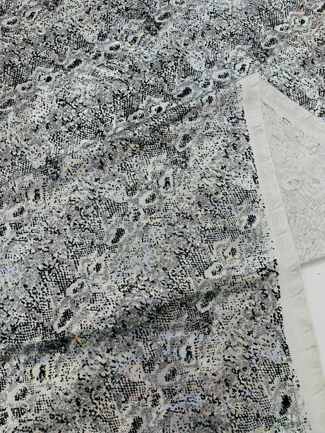 Snake Design Shattered Glass Nylon Spandex Fabric - Snake Design Shattered Glass, 4-Way Stretch, Medium Weight (1 Yard)