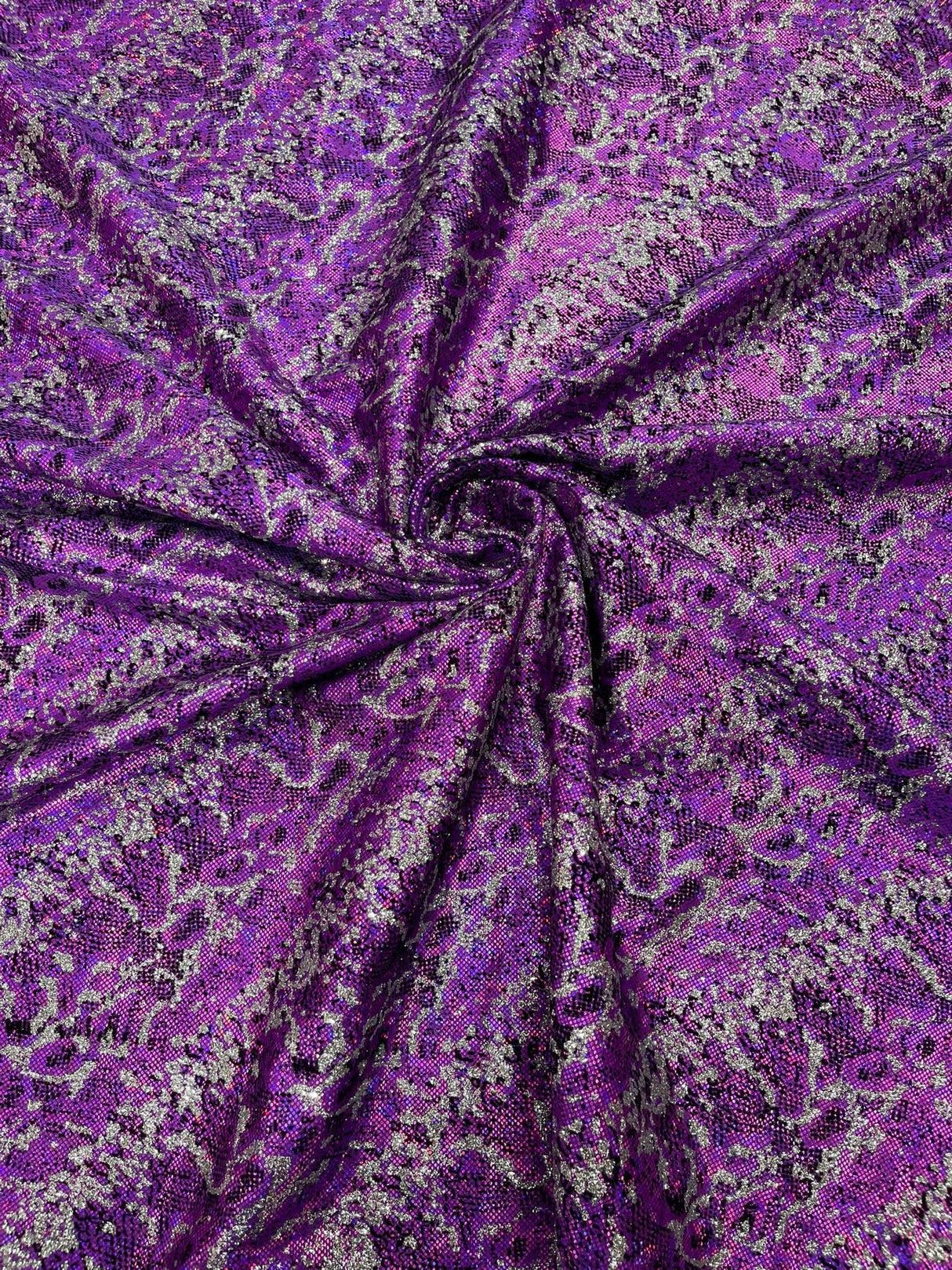 Snake Design Shattered Glass Nylon Spandex Fabric - Snake Design Shattered Glass, 4-Way Stretch, Medium Weight (1 Yard)