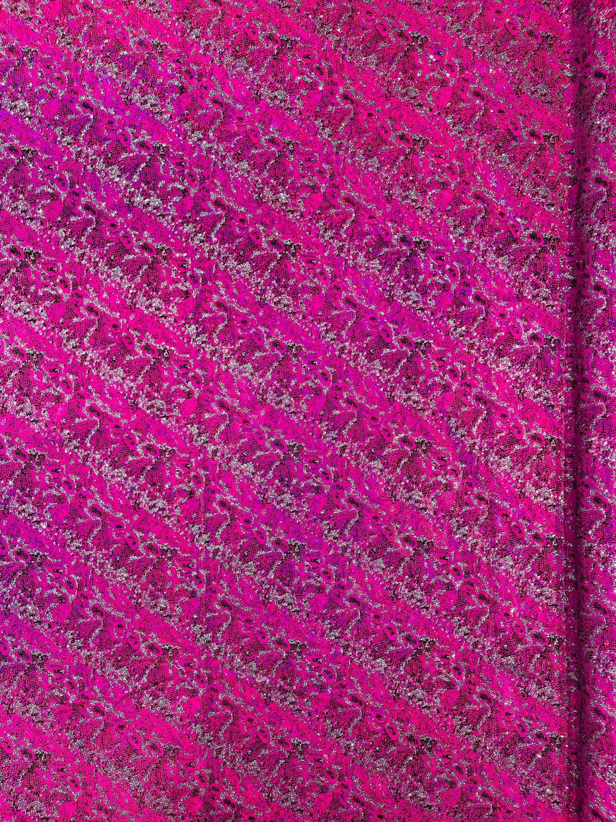 Snake Design Shattered Glass Nylon Spandex Fabric - Snake Design Shattered Glass, 4-Way Stretch, Medium Weight (1 Yard)