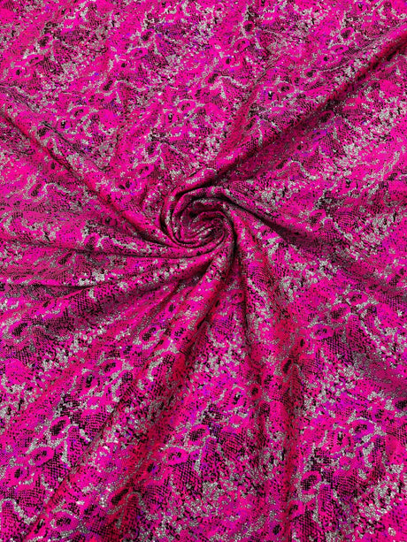 Snake Design Shattered Glass Nylon Spandex Fabric - Snake Design Shattered Glass, 4-Way Stretch, Medium Weight (1 Yard)