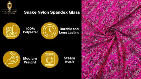 Snake Design Shattered Glass Nylon Spandex Fabric - Snake Design Shattered Glass, 4-Way Stretch, Medium Weight (1 Yard)