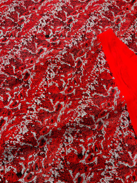 Snake Design Shattered Glass Nylon Spandex Fabric - Snake Design Shattered Glass, 4-Way Stretch, Medium Weight (1 Yard)