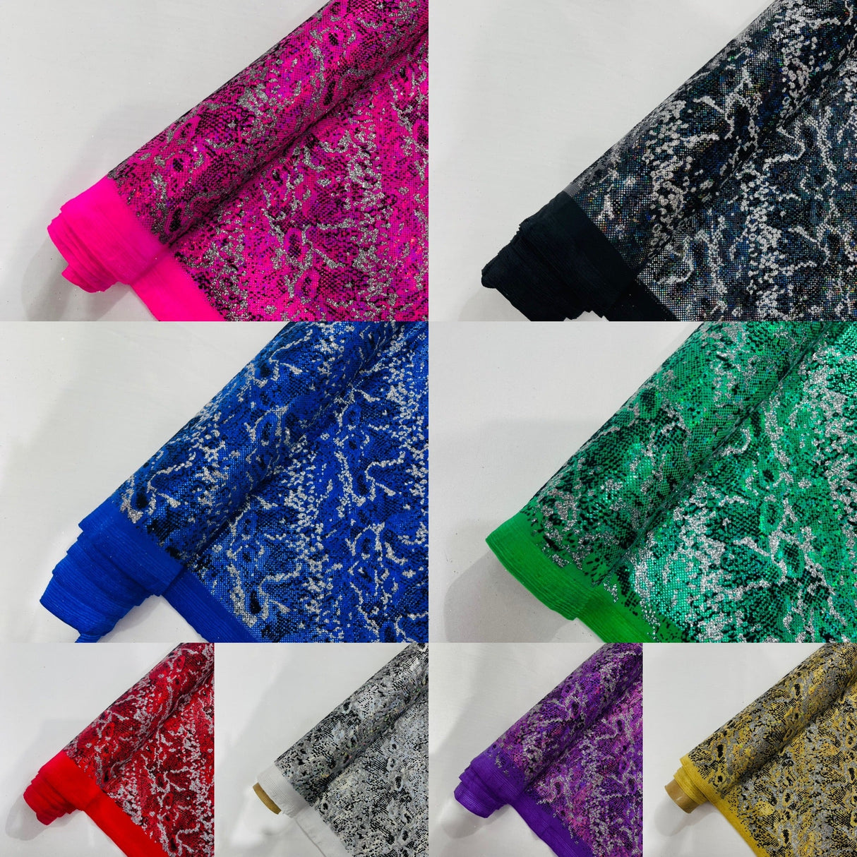 Snake Design Shattered Glass Nylon Spandex Fabric - Snake Design Shattered Glass, 4-Way Stretch, Medium Weight (1 Yard)
