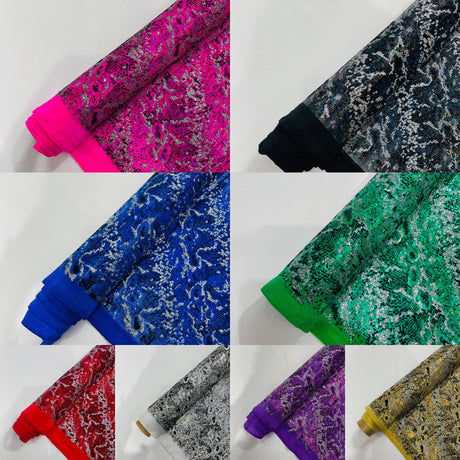 Snake Design Shattered Glass Nylon Spandex Fabric - Snake Design Shattered Glass, 4-Way Stretch, Medium Weight (1 Yard)