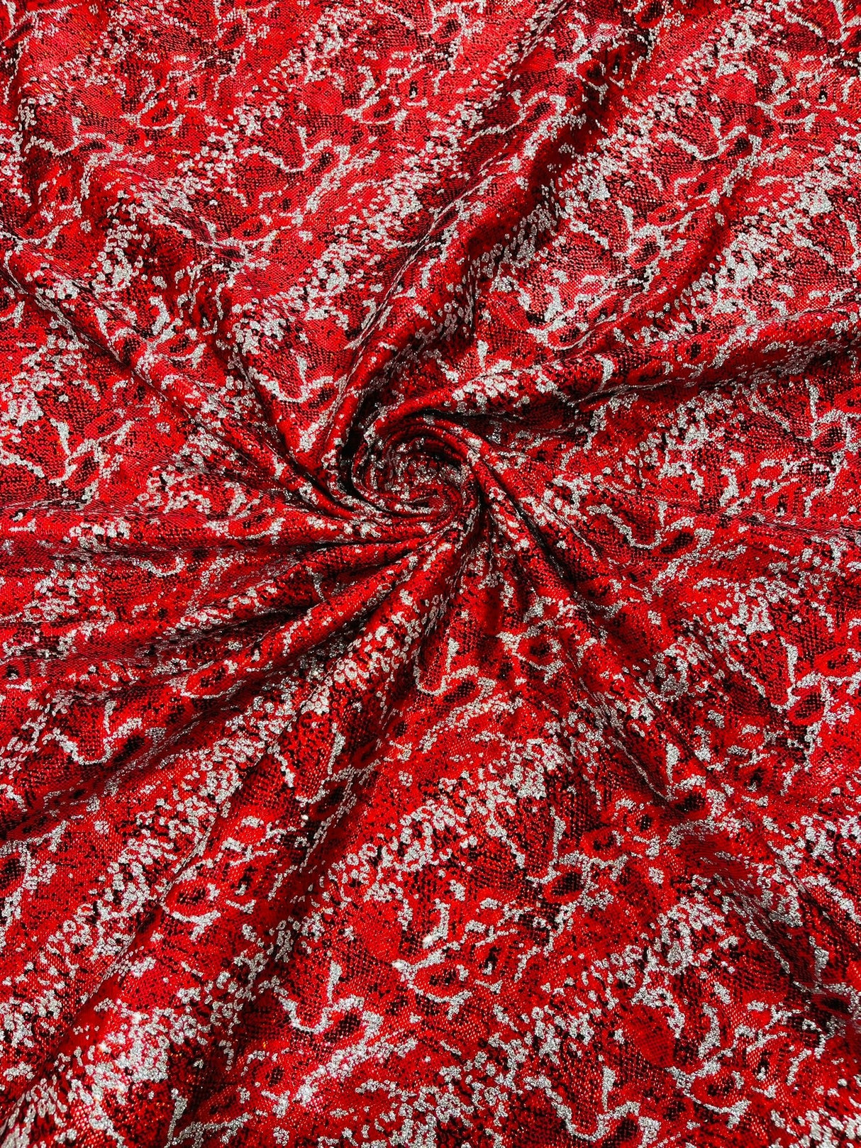 Snake Design Shattered Glass Nylon Spandex Fabric - Snake Design Shattered Glass, 4-Way Stretch, Medium Weight (1 Yard)