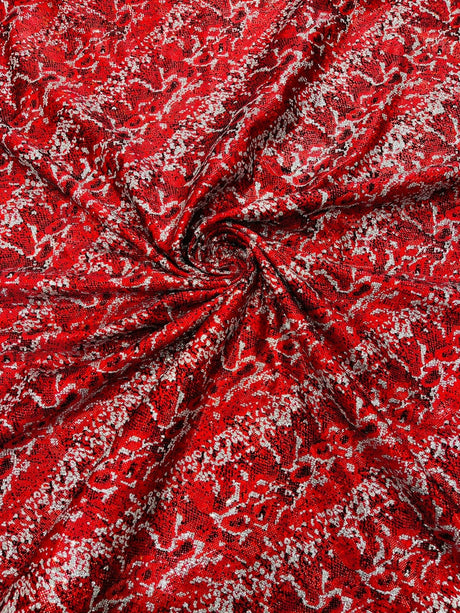 Snake Design Shattered Glass Nylon Spandex Fabric - Snake Design Shattered Glass, 4-Way Stretch, Medium Weight (1 Yard)