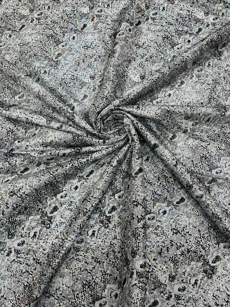 Snake Design Shattered Glass Nylon Spandex Fabric - Snake Design Shattered Glass, 4-Way Stretch, Medium Weight (1 Yard)