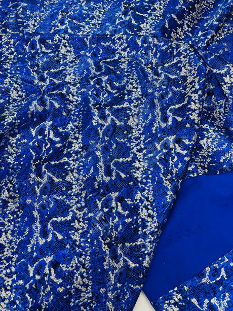 Snake Design Shattered Glass Nylon Spandex Fabric - Snake Design Shattered Glass, 4-Way Stretch, Medium Weight (1 Yard)