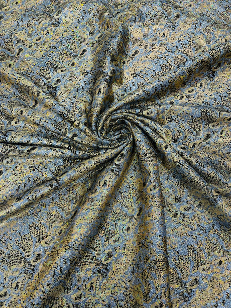 Snake Design Shattered Glass Nylon Spandex Fabric - Snake Design Shattered Glass, 4-Way Stretch, Medium Weight (1 Yard)