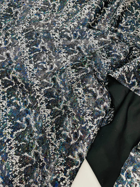 Snake Design Shattered Glass Nylon Spandex Fabric - Snake Design Shattered Glass, 4-Way Stretch, Medium Weight (1 Yard)