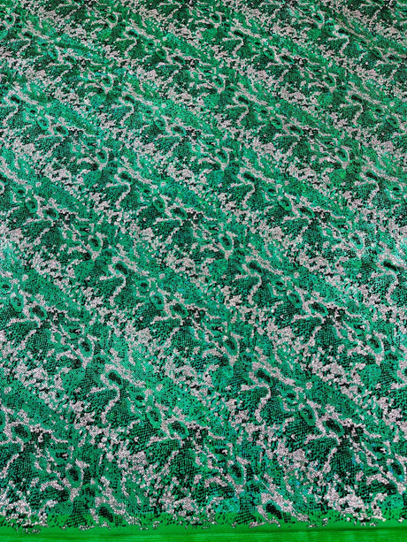 Snake Design Shattered Glass Nylon Spandex Fabric - Snake Design Shattered Glass, 4-Way Stretch, Medium Weight (1 Yard)
