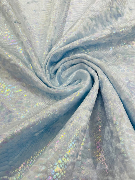 Snake Foil Stretch Velvet Fabric - Iridescent Snake Print, 58" Width (1 Yard)